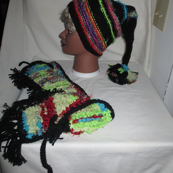 HAT SCARF ALPACA wool Crochet NEW 2 PC SET Handmade Knitted 20"-22" SCARF WOMEN - Picture 5 of 7